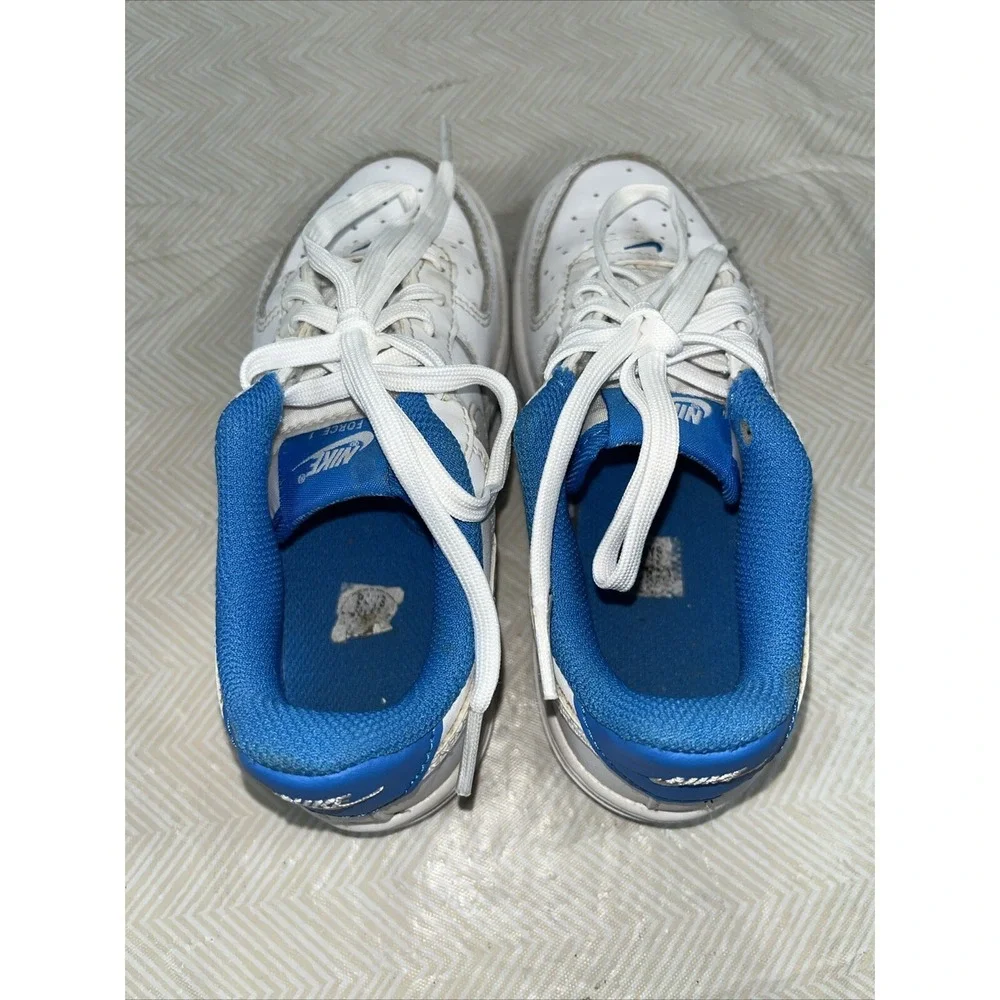 NIKE FORCE 1 Youth/Boys White Blue Sneakers Low Sz 12.5 C Shoes DV1332101 Athlet - Picture 6 of 15